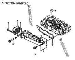  Двигатель Yanmar 3TNE88-EPG, узел -  Впускной коллектор 