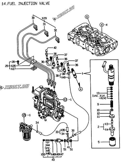  Форсунка двигателя Yanmar 3TNE88-EPG