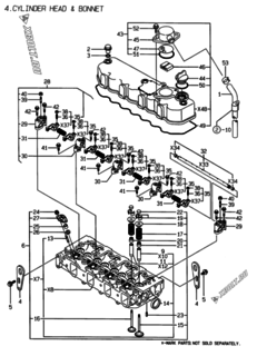  Двигатель Yanmar 4TNE88-EPG, узел -  Головка блока цилиндров (ГБЦ) 