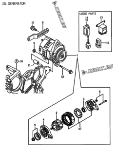  Двигатель Yanmar 3TNE68-ECSF, узел -  Генератор 