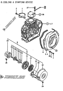  Двигатель Yanmar L40AE-DCVYC, узел -  Пусковое устройство 