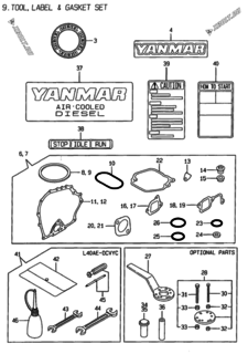  Двигатель Yanmar L40AE-DCVYC, узел -  Инструменты, шильды и комплект прокладок 
