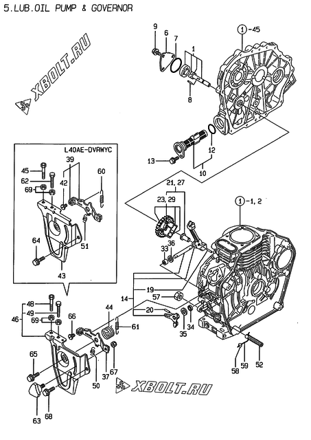  Масляный насос двигателя Yanmar L40AE-DVRW