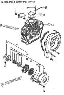  Двигатель Yanmar L40AE-DVRW, узел -  Пусковое устройство 