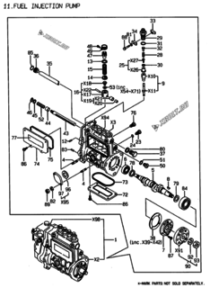  Двигатель Yanmar 4TNE84-EK, узел -  Топливный насос высокого давления (ТНВД) 