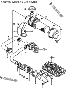  Двигатель Yanmar 3TNE84T-EMD, узел -  Впускной коллектор и воздушный фильтр 