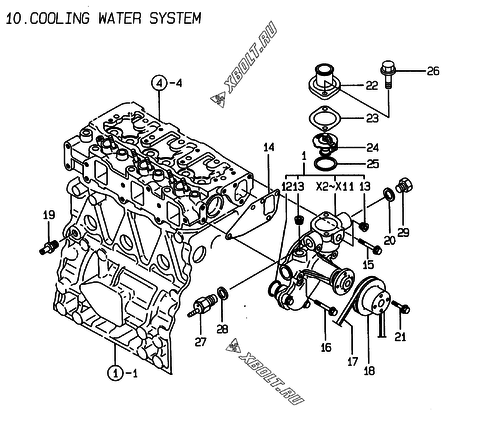  Система водяного охлаждения двигателя Yanmar 3TNE78A-BME