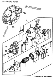  Двигатель Yanmar 3TNE78A-BME, узел -  Стартер 
