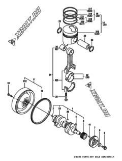  Двигатель Yanmar 3TNE74-BME, узел -  Коленвал и поршень 