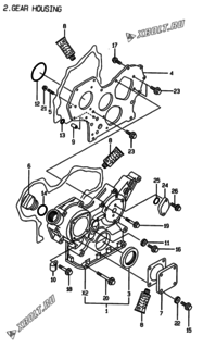  Двигатель Yanmar 3TNE78A-AK, узел -  Корпус редуктора 