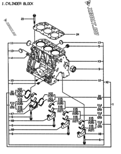  Двигатель Yanmar 3TNE84-AK, узел -  Блок цилиндров 