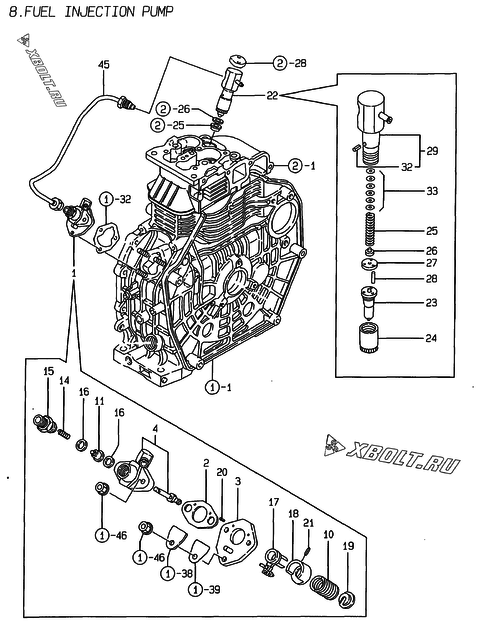  Топливный насос высокого давления (ТНВД) двигателя Yanmar L70EE-DWKPA