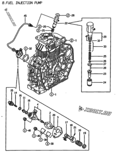  Двигатель Yanmar L70EE-DWKPA, узел -  Топливный насос высокого давления (ТНВД) 