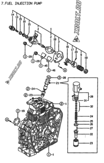  Двигатель Yanmar L100EE-DEVSA, узел -  Топливный насос высокого давления (ТНВД) 