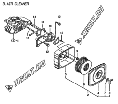  Двигатель Yanmar L70EE-DPMK, узел -  Воздушный фильтр 