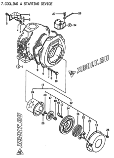  Двигатель Yanmar L70EE-DPMK, узел -  Пусковое устройство 