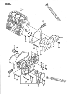  Двигатель Yanmar 3TNE88-ECR, узел -  Корпус редуктора 