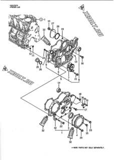  Двигатель Yanmar 4TNE98-LAN, узел -  Корпус редуктора 