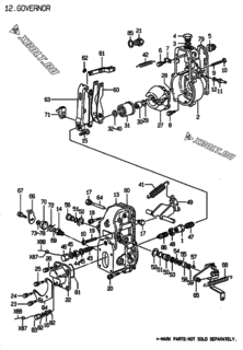  Двигатель Yanmar 4TNE94-DBK, узел -  Регулятор оборотов 