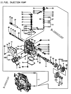  Двигатель Yanmar 3TNE88-EMS, узел -  Топливный насос высокого давления (ТНВД) 