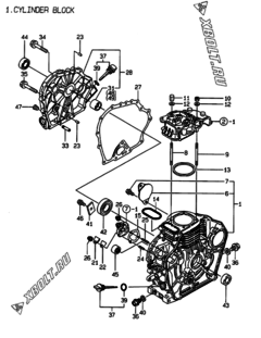 Двигатель Yanmar L48AE-DEGMR1, узел -  Блок цилиндров 