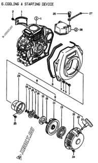  Двигатель Yanmar L48AE-DEGMR1, узел -  Пусковое устройство 