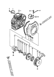  Двигатель Yanmar L48EE-DEVMS, узел -  Пусковое устройство 