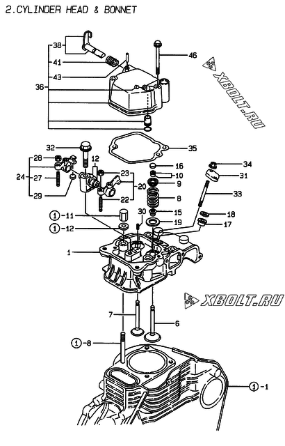  Головка блока цилиндров (ГБЦ) двигателя Yanmar L40AE-DVYC
