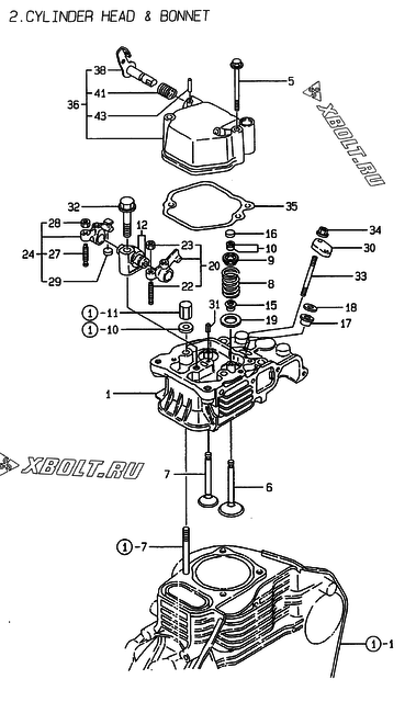  Головка блока цилиндров (ГБЦ) двигателя Yanmar L70AE-DEVAYC
