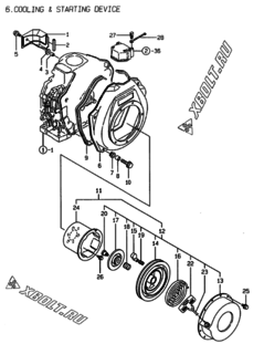  Двигатель Yanmar L70AE-DEVAYC, узел -  Пусковое устройство 