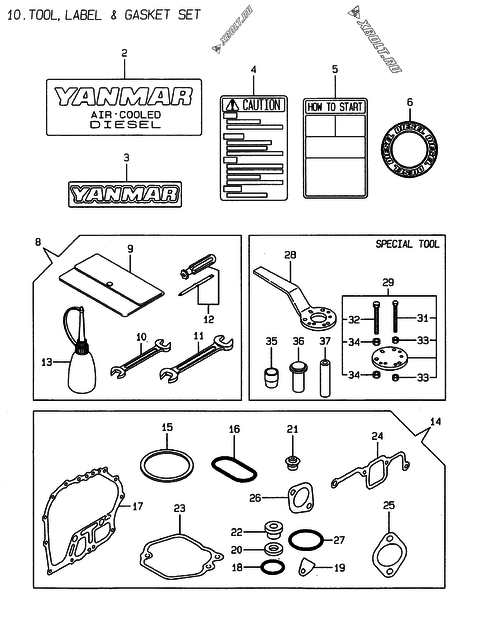  Инструменты, шильды и комплект прокладок двигателя Yanmar L70AE-DEVAYC