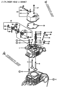  Двигатель Yanmar L100EEDEVMK2, узел -  Головка блока цилиндров (ГБЦ) 