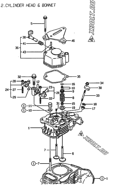  Головка блока цилиндров (ГБЦ) двигателя Yanmar L70AE-DIFPYC
