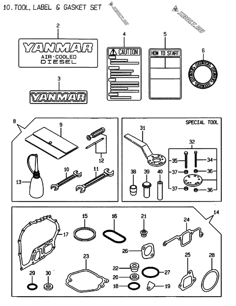  Инструменты, шильды и комплект прокладок двигателя Yanmar L70AEDEIFPYC