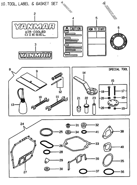  Инструменты, шильды и комплект прокладок двигателя Yanmar L100AEDEIFP2