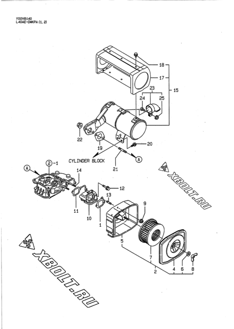 Воздушный фильтр и глушитель двигателя Yanmar L40AE-DWKPA1