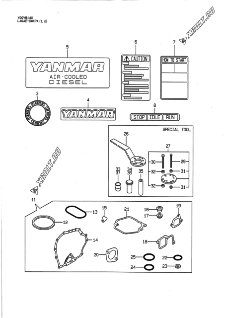  Инструменты, шильды и комплект прокладок двигателя Yanmar L40AE-DWKPA2