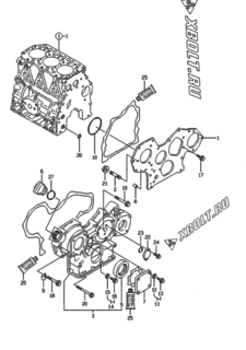  Двигатель Yanmar 3TNE82A-EPM, узел -  Корпус редуктора 
