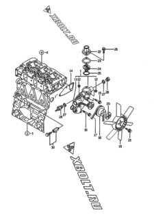  Двигатель Yanmar 3TNE82A-EPM, узел -  Система водяного охлаждения 