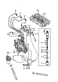  Двигатель Yanmar 3TNE82A-EPM, узел -  Форсунка 