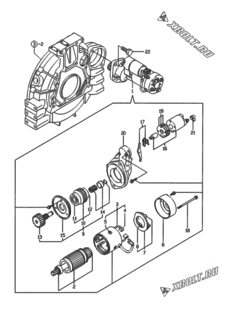  Двигатель Yanmar 4TNE94-HYBK, узел -  Стартер 