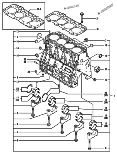  Двигатель Yanmar 4TNV94L-NLANG, узел -  Блок цилиндров 