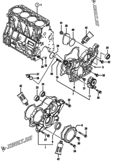  Двигатель Yanmar 4TNV94L-NLANG, узел -  Корпус редуктора 