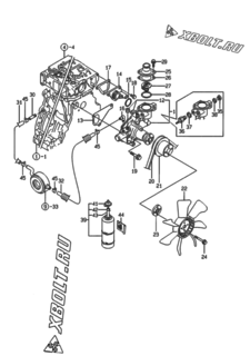  Двигатель Yanmar 3TNE88-EWA, узел -  Система водяного охлаждения 