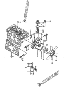 Двигатель Yanmar 3TNE82A-EWA, узел -  Система водяного охлаждения 