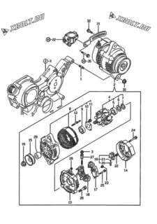  Двигатель Yanmar 4TNE84-EAD1, узел -  Генератор 