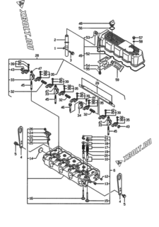  Двигатель Yanmar 4TNE98-ADS, узел -  Головка блока цилиндров (ГБЦ) 