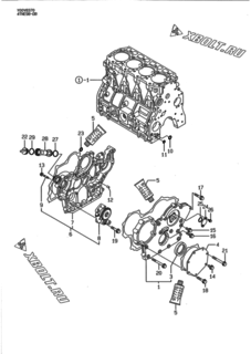  Двигатель Yanmar 4TNE98-DB, узел -  Корпус редуктора 