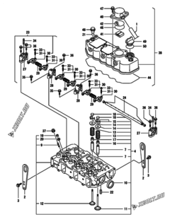  Двигатель Yanmar 3TNE82A-MG, узел -  Головка блока цилиндров (ГБЦ) 