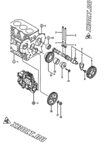  Двигатель Yanmar 3TNE82A-MG, узел -  Распредвал и приводная шестерня 